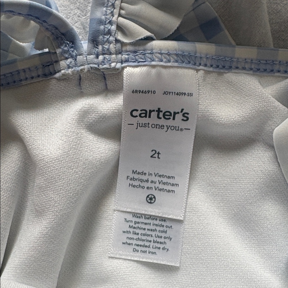 Carter's Blue and White Gingham Ruffle One-Piece - Picture 2 of 3